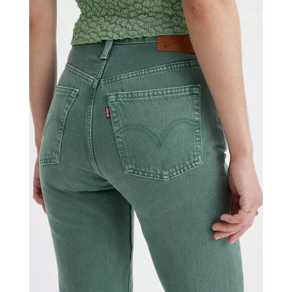 Levi's Premium 501 Original Green Misty Silver Pine Cropped Jeans Size W31 L26 - Picture 4 of 16